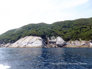 永田の海岸線は花崗岩の岩がむき出し